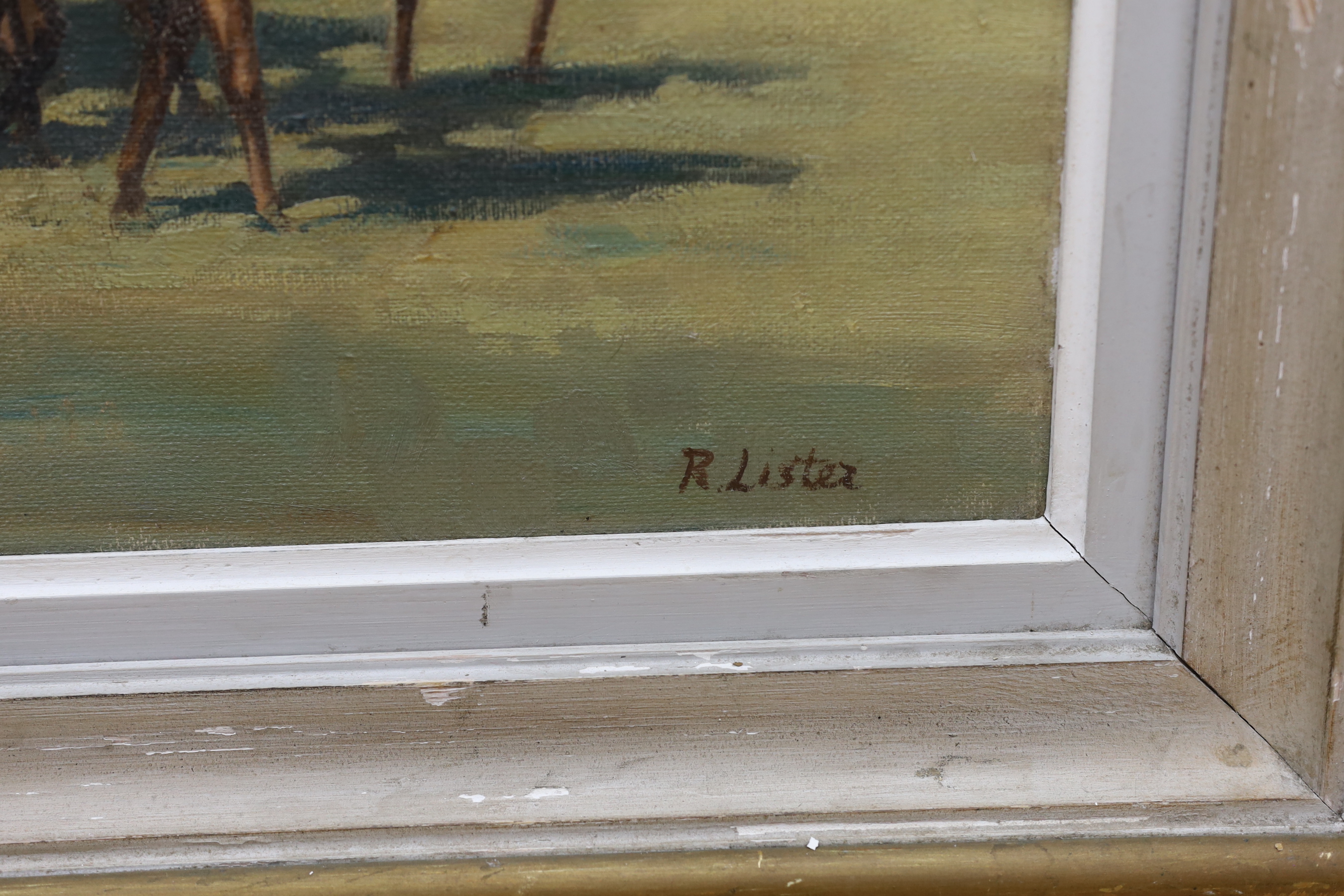 Robert Lister, oil on canvas, 'Before the start', signed, 40 x 50cm